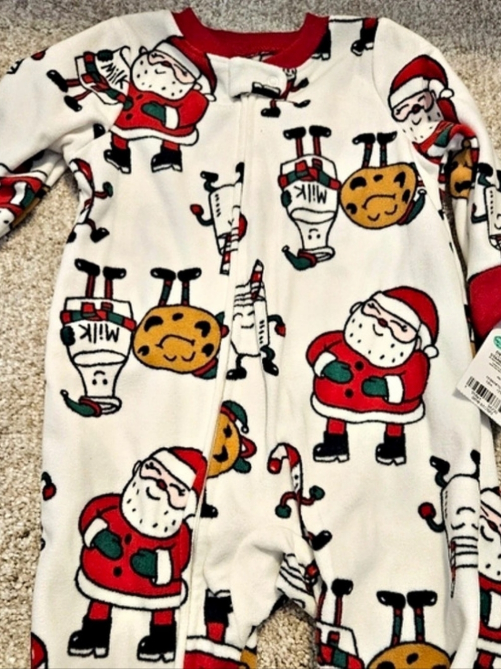 Carter's Santa and Milk Cookie Fleece Sleep & Play Pajamas
